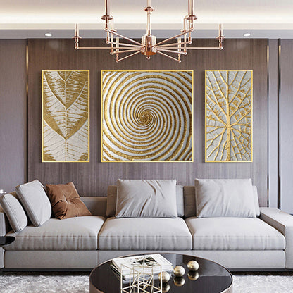 Set Of Luxury Abstract Golden Canvas Wall Art