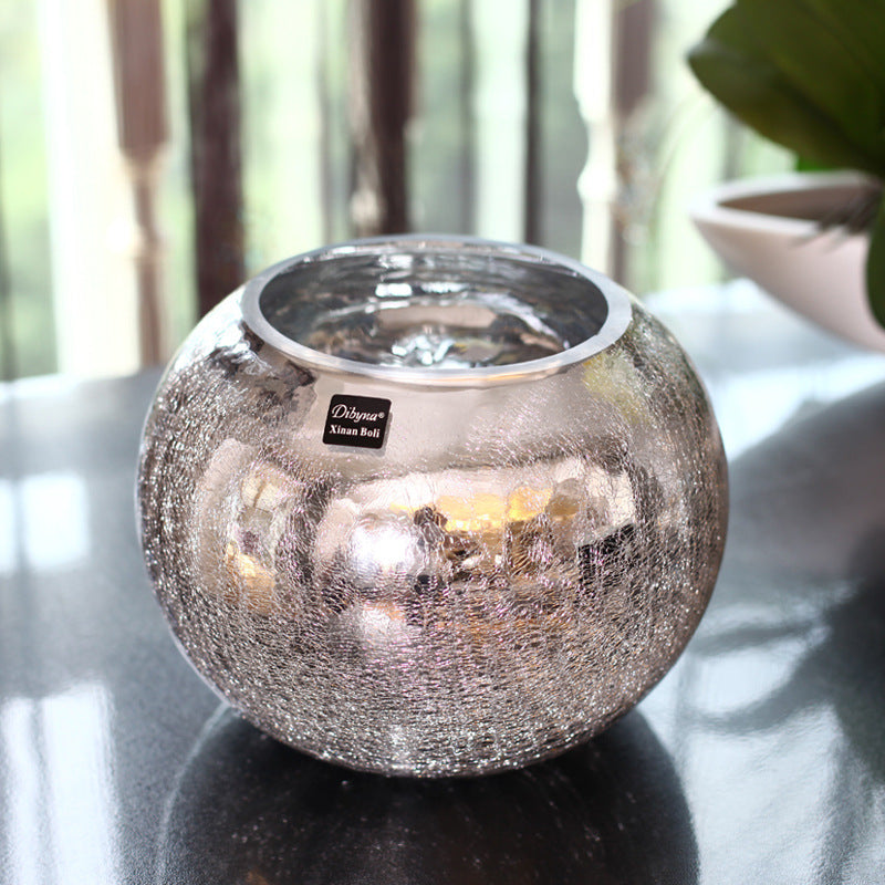 Electroplated Silver Glass Vase Flower