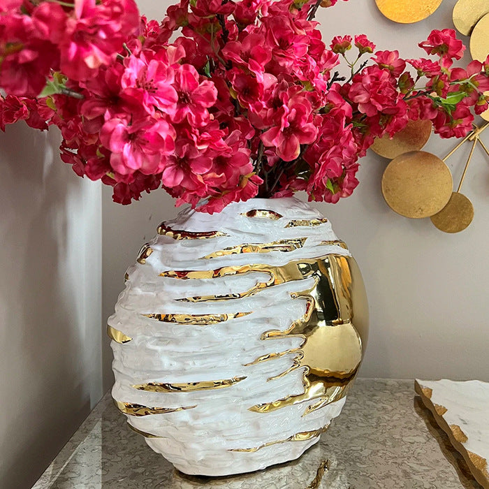 Light Luxury Electroplated Gold Ceramic Vase