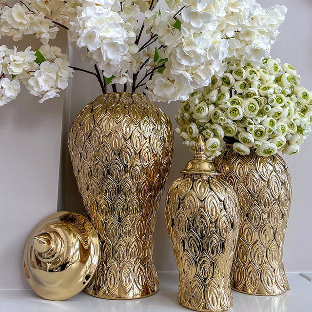 Light Luxury Electroplated Ceramic Vase