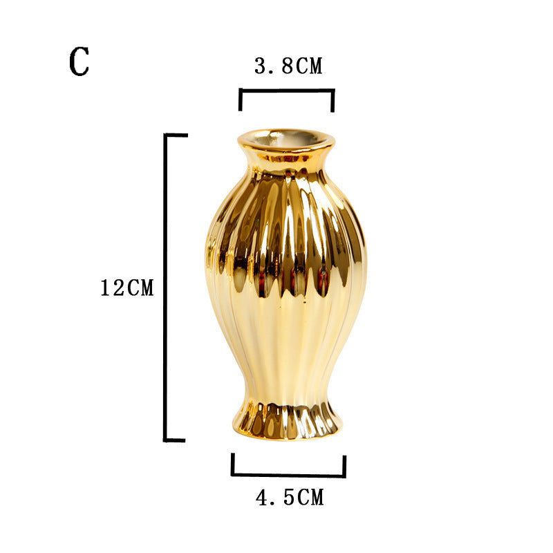 Gold European-style Embossed Ceramic Small Vase