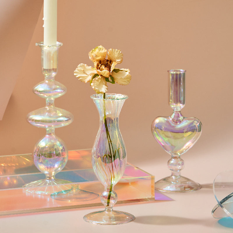 Home Office Desktop Glass Candlestick Vase