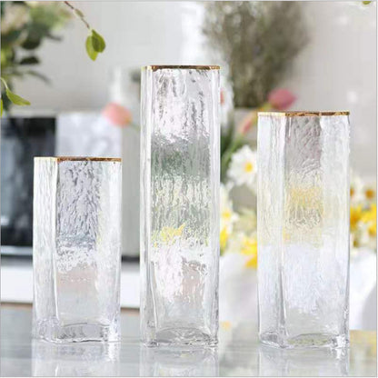 Transparent Gold-painted Glass Vases