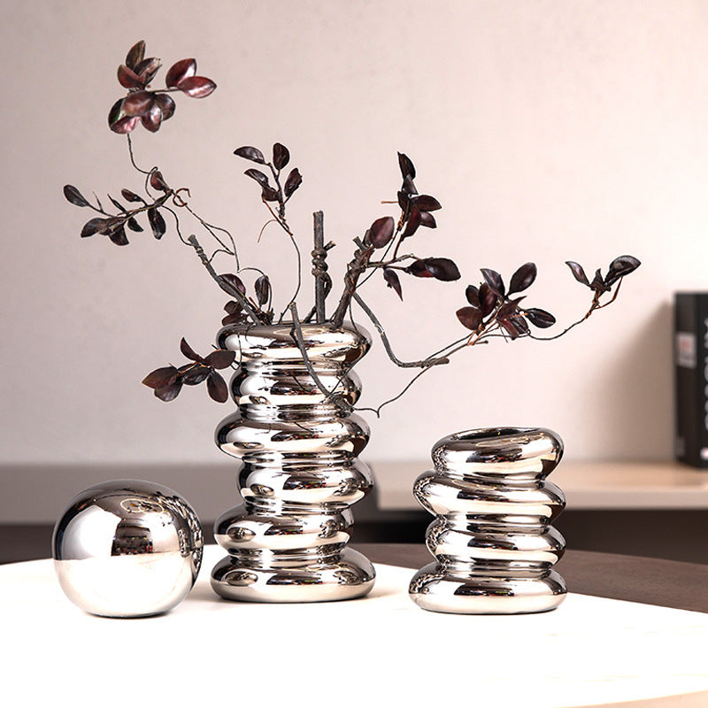 Silver Plating Irregular Ceramic Vase